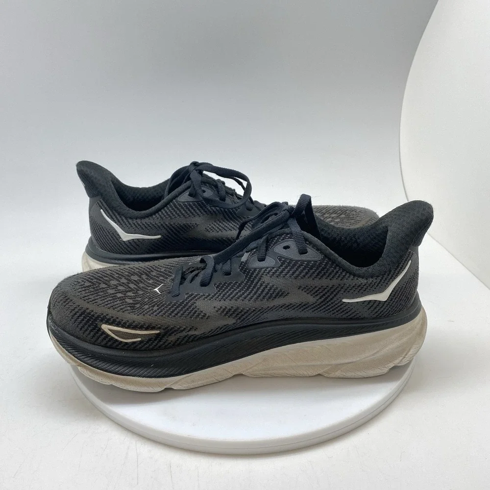 Hoka One One Sneakers Womens 8 B Clifton 9 1127896 BWHT Black Running Gym Shoes